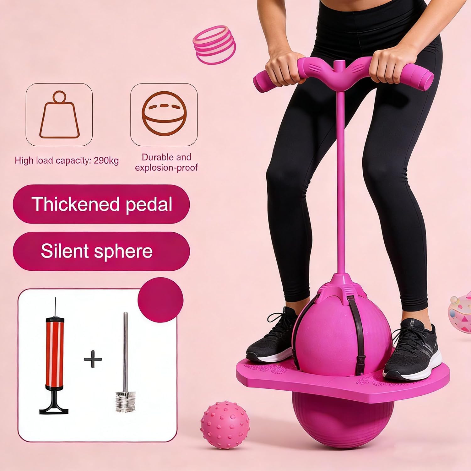 2026 Neu Pogo Sprungball für Kinder und Erwachsene, Balance Hüpfball mit Griff und Luftpumpe, Sprungball Kinder Outdoor Hüpfspielzeug,Pogo Ball zum Trainieren des Gleichgewichts (Blau) - 5