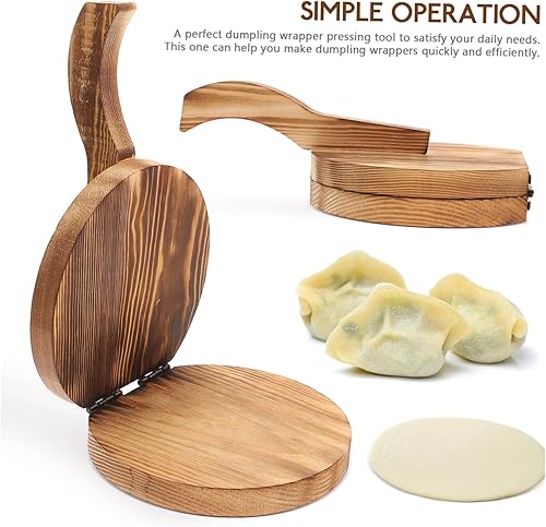 Miniatura 8 de Dumpling Skin Artefact Dumpling Press Tortilla de madera Prensa de masa de pizza Prensa de pastelería Suministros de cocina