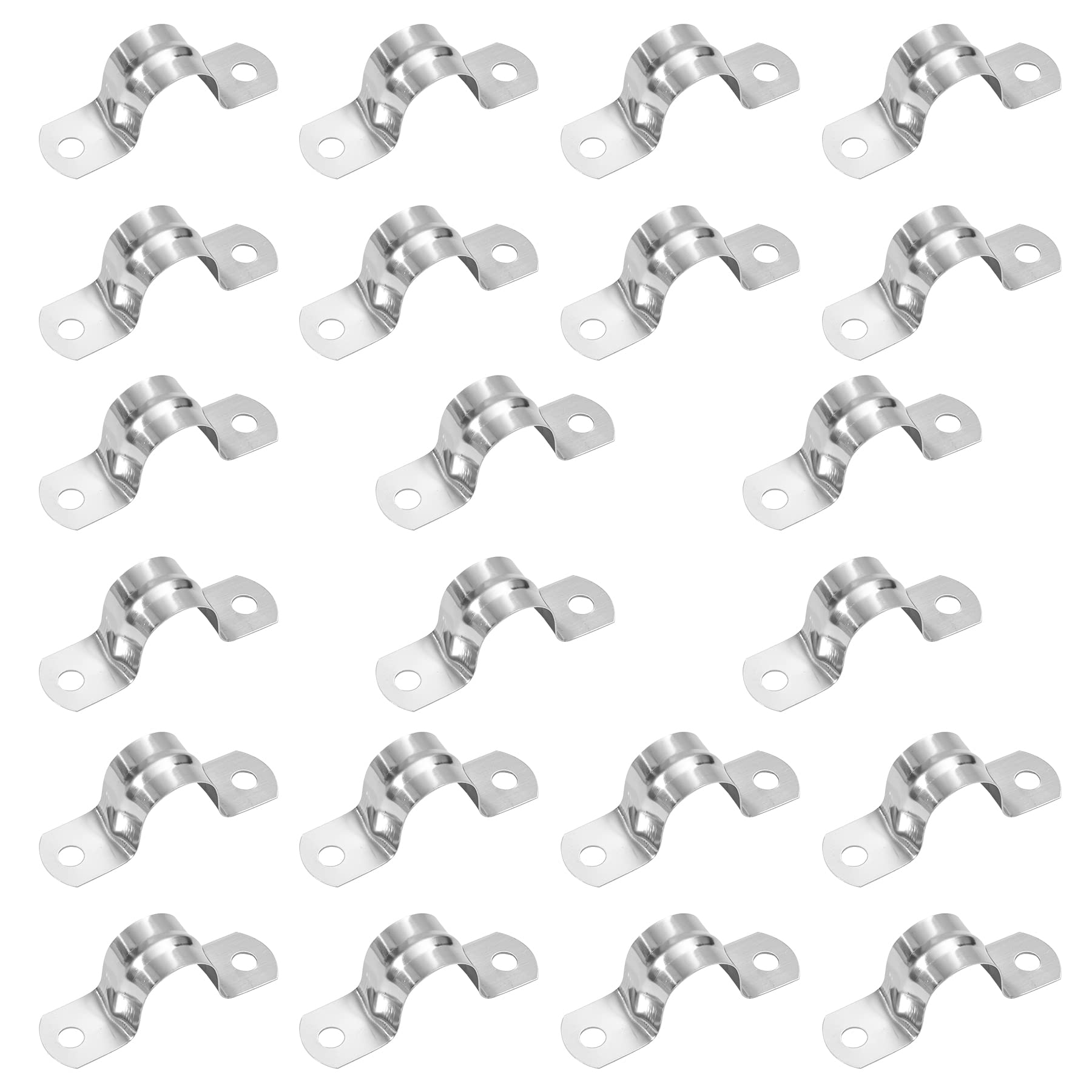 Xinsheng Silver 22Pcs Pipe Strap Clamp Holder M10mm Stainless Steel Brackets Saddle Clip U Shaped Clips Straps Two Hole Tube Strap Tension Clips Hose Clamp For Anchor Water Pipe Wooden Panels