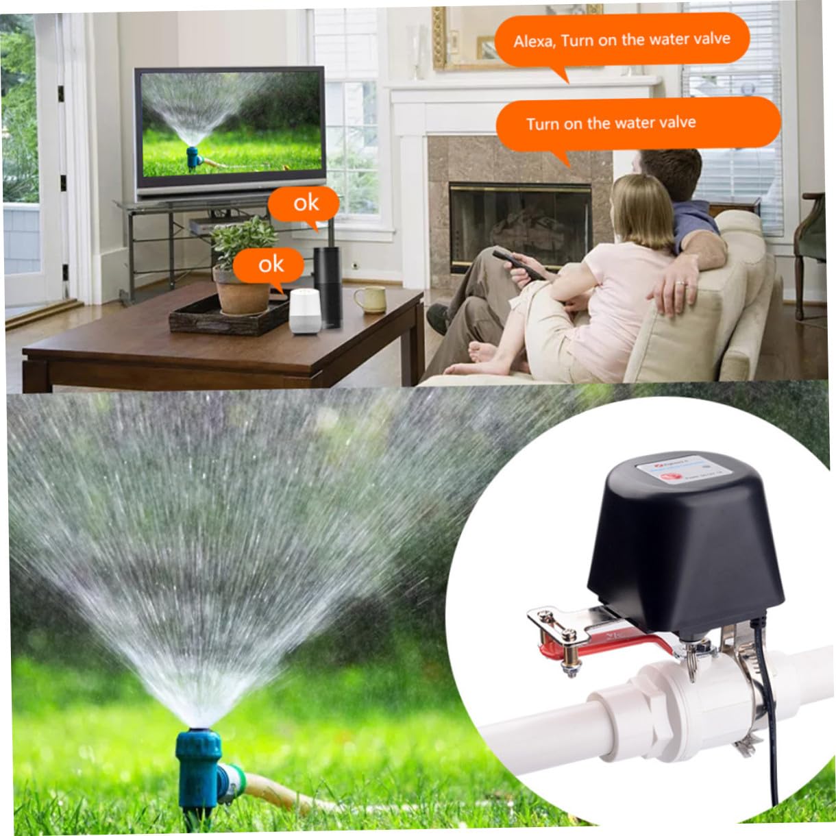 ibasenice Valvola Intelligente per Irrigazione con Controllo Vocale e Temporizzatore, in Plastica e Metallo, per Irrigazione e Irrigatori, Versione Ac220 con Controllo del Suono