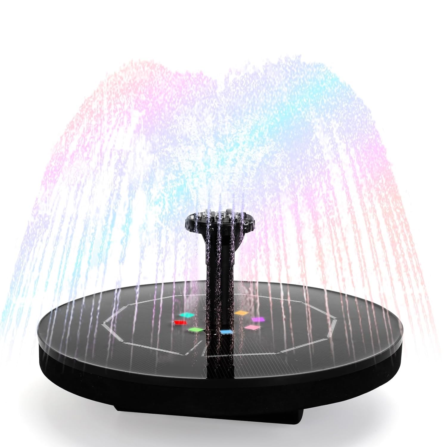 Homehop Solar Garden Fountain 8 Nozzles Decorative Multi Color Sprinkler Pump 2.5 W Power For Home, Outdoor, Pond, Bird Bath, and Pool (ABS-7v/2.5W)