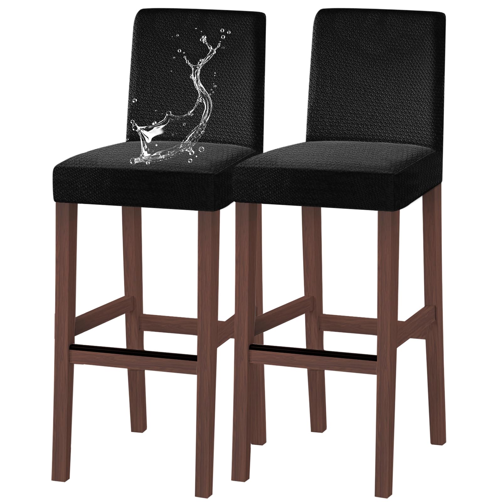 Bar Stool Covers Counter Chair Slipcovers Set of 2,Black