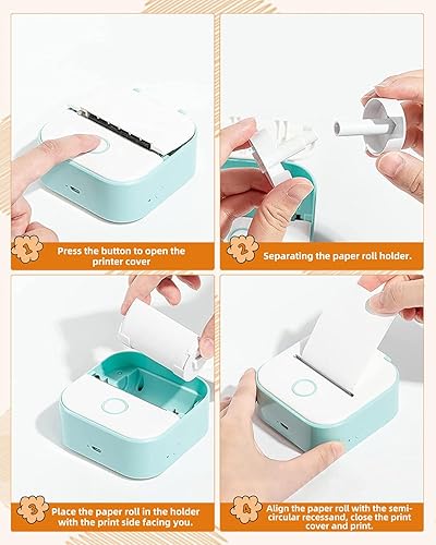 Miniatura 8 de Memoqueen T02 Verde mentamorado lavandanaranja claro, papel térmico adhesivo de color, compatible con T02 M02X M02L Q02 Y02C, 1.96 pulgadas x 11.4