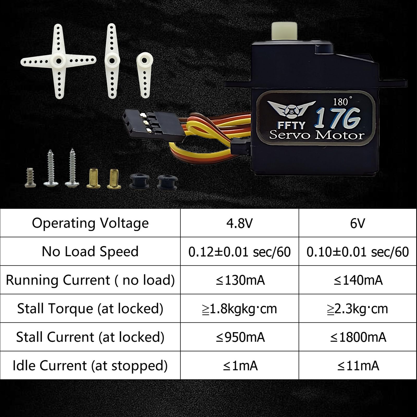 2PCS 17G Micro Servo, RC Mini Digital Servo Motor Control Max Angle 180° for 1/18 1/16 RC Car Upgrade Servo Parts Model Boat Airplane Robot