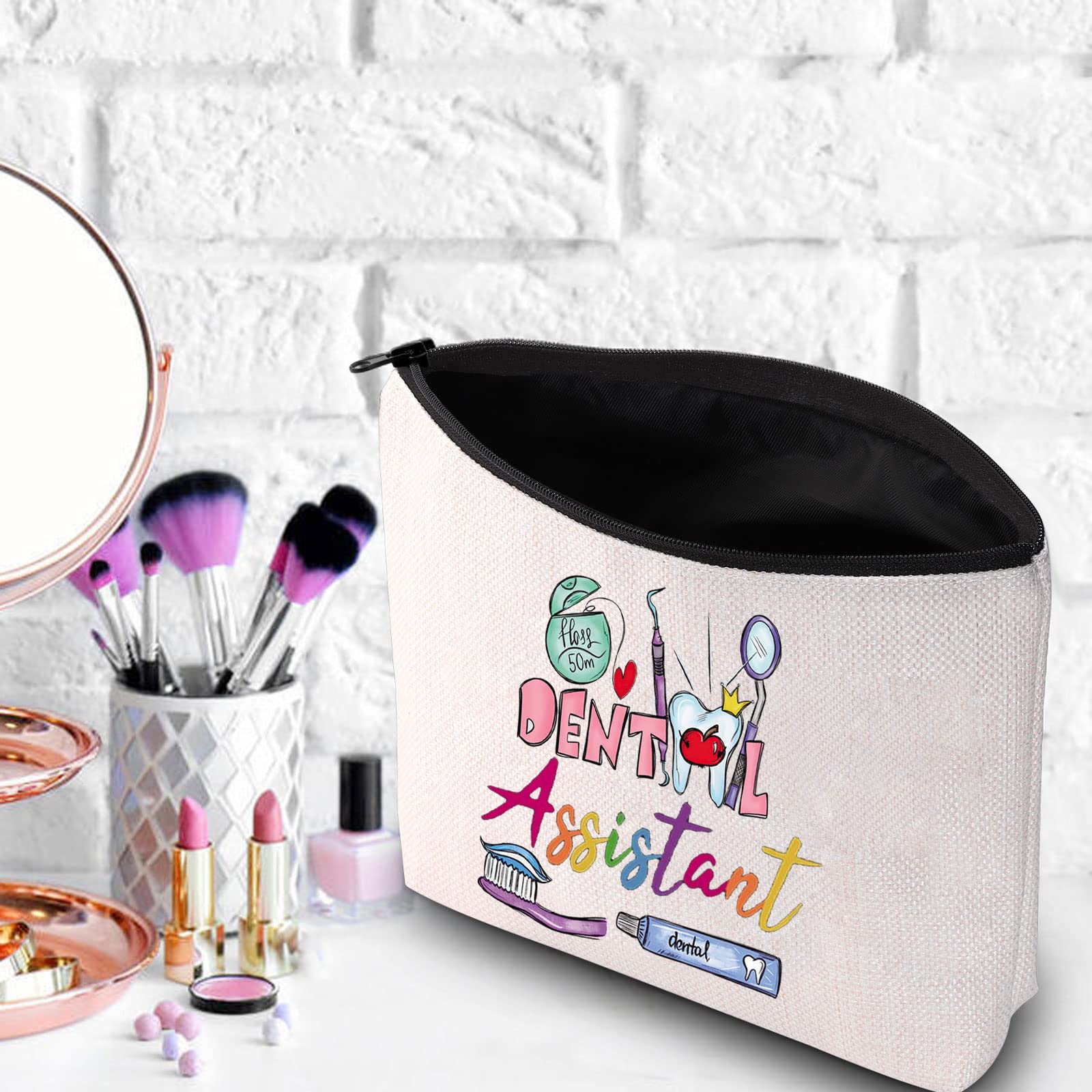WZMPA Bolsa de maquillaje para asistente dental, higienista dental, asistente dental, bolsa con cremallera para futuros estudiantes dentales, Asistentes dentales, Bolsa