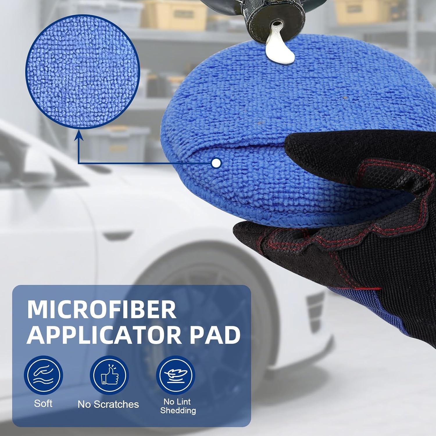 Microfiber Wax Applicator Pad, 24Pack Car Wax Applicator Pads Premium Foam for Auto Detailing, Hand, Machine Polish, Ceramic Coating, Safe for Cars, Motorcycles, Boats, Professional Use, Blue
