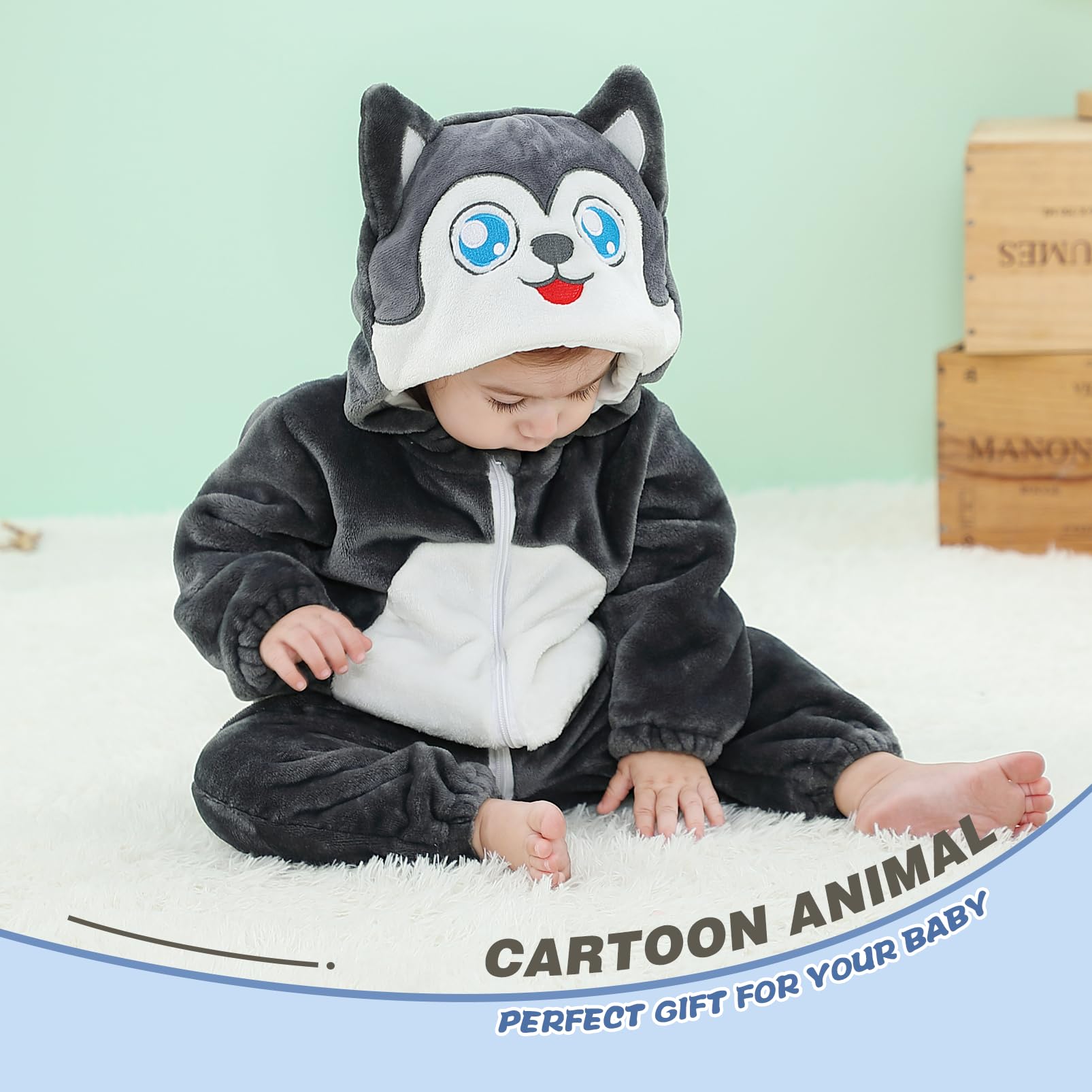 Pagliaccetto Neonato Invernale Costume Neonato, Flanella Unicorno Dinosauro Costume Neonata Sacco Nanna con Cappuccio Animale Tuta Neve Tutone Pile Bambino 0-36 Mesi