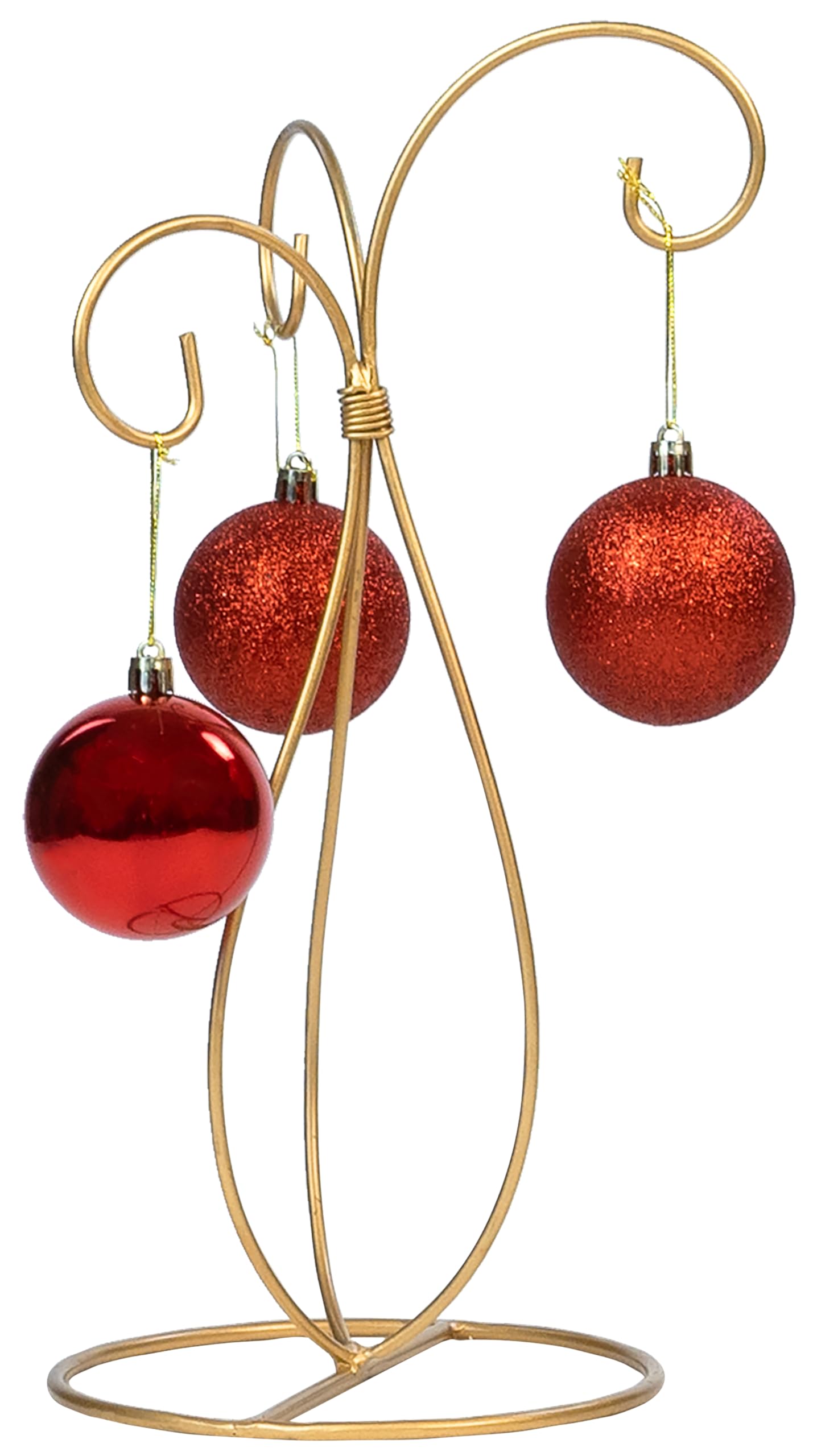 Red Co. 13 inch Golden Finish Ornament Wire Display, 3-arm Spiral Stand for Home Decoration - Set of 2