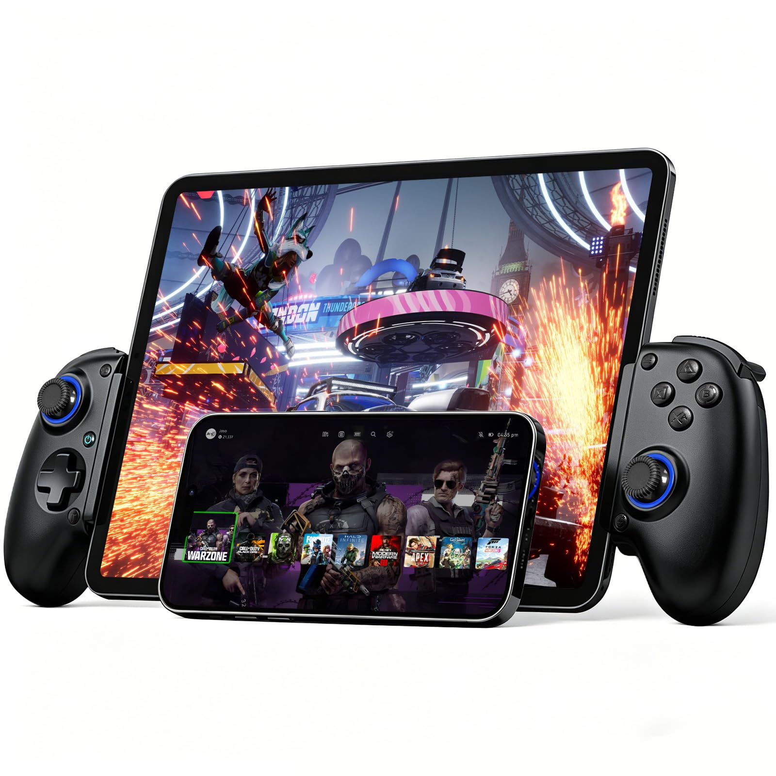 Joso Controller mobile Cloud Gaming per iPhone 16/15/14, iPad, Tablet, Android/PC/Switch/Gamepad Joystick con funzione turbo, streaming su PS4/Xbox/PC, effetto hall, nero