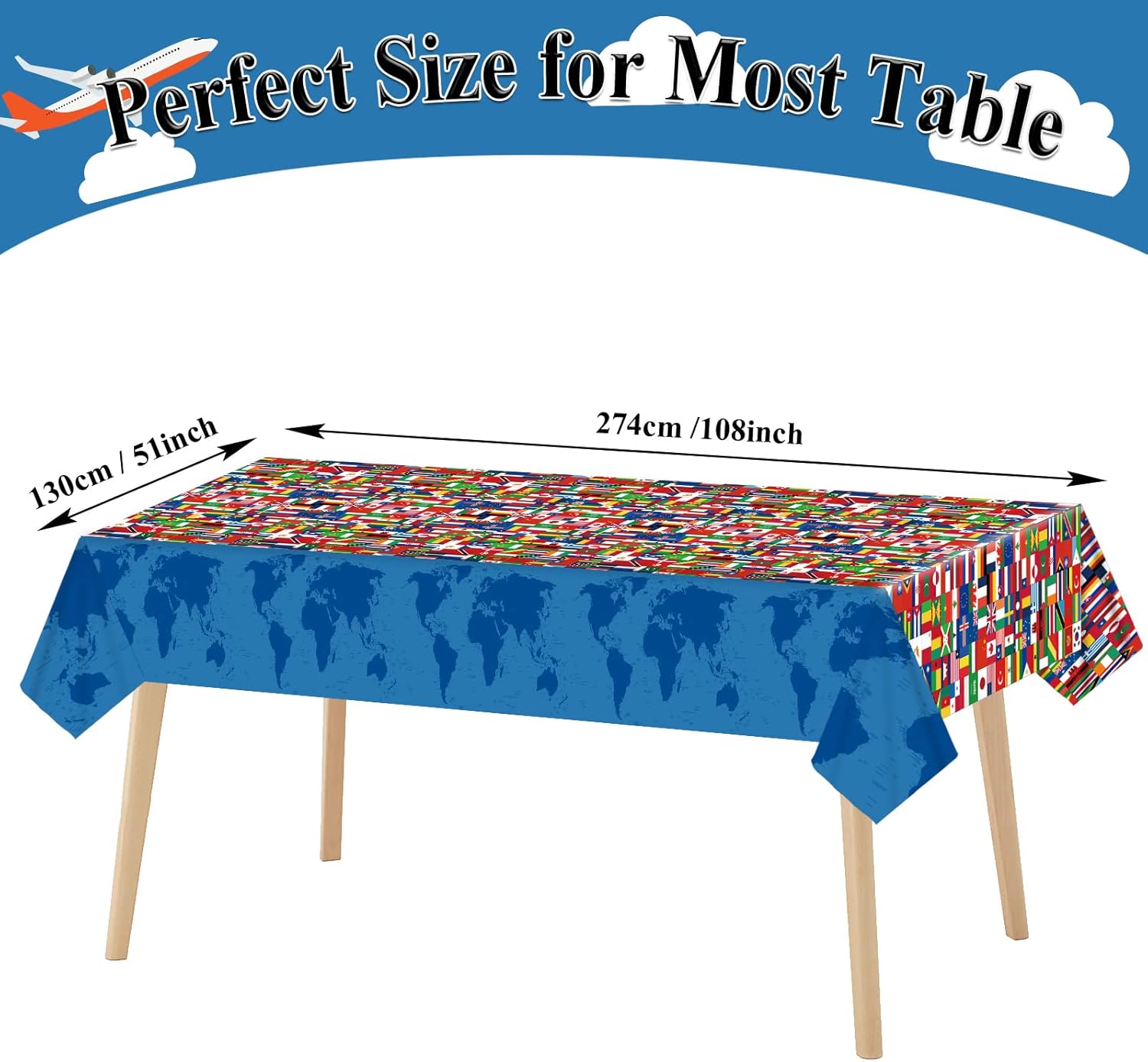 International Flag Table Cover Size