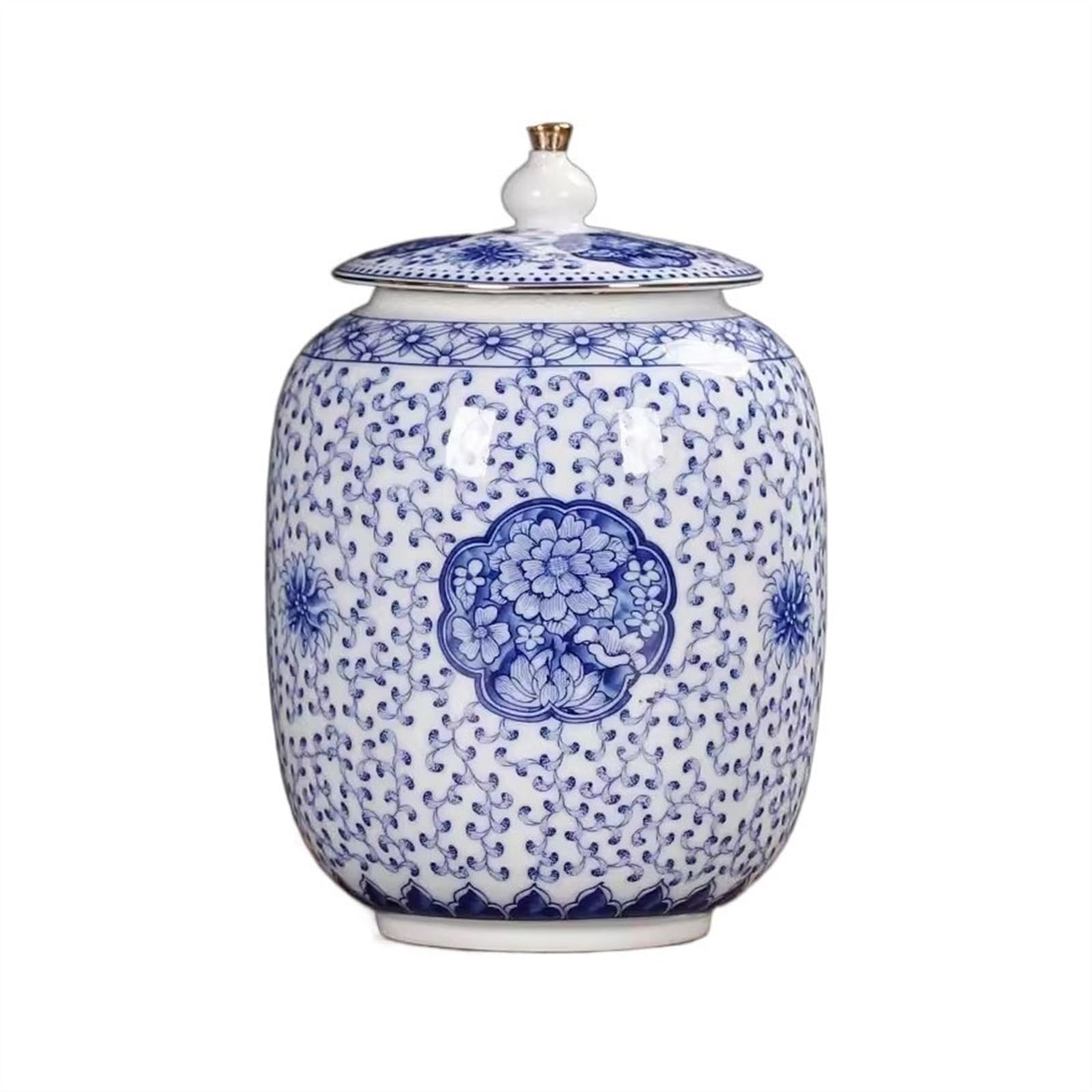 DFHS46JK Kitchen Jars Jingdezhen Ceramic Sealing Canister Tea Puerh Storage Jar Large Living Room Ornaments for Sugar(Large)