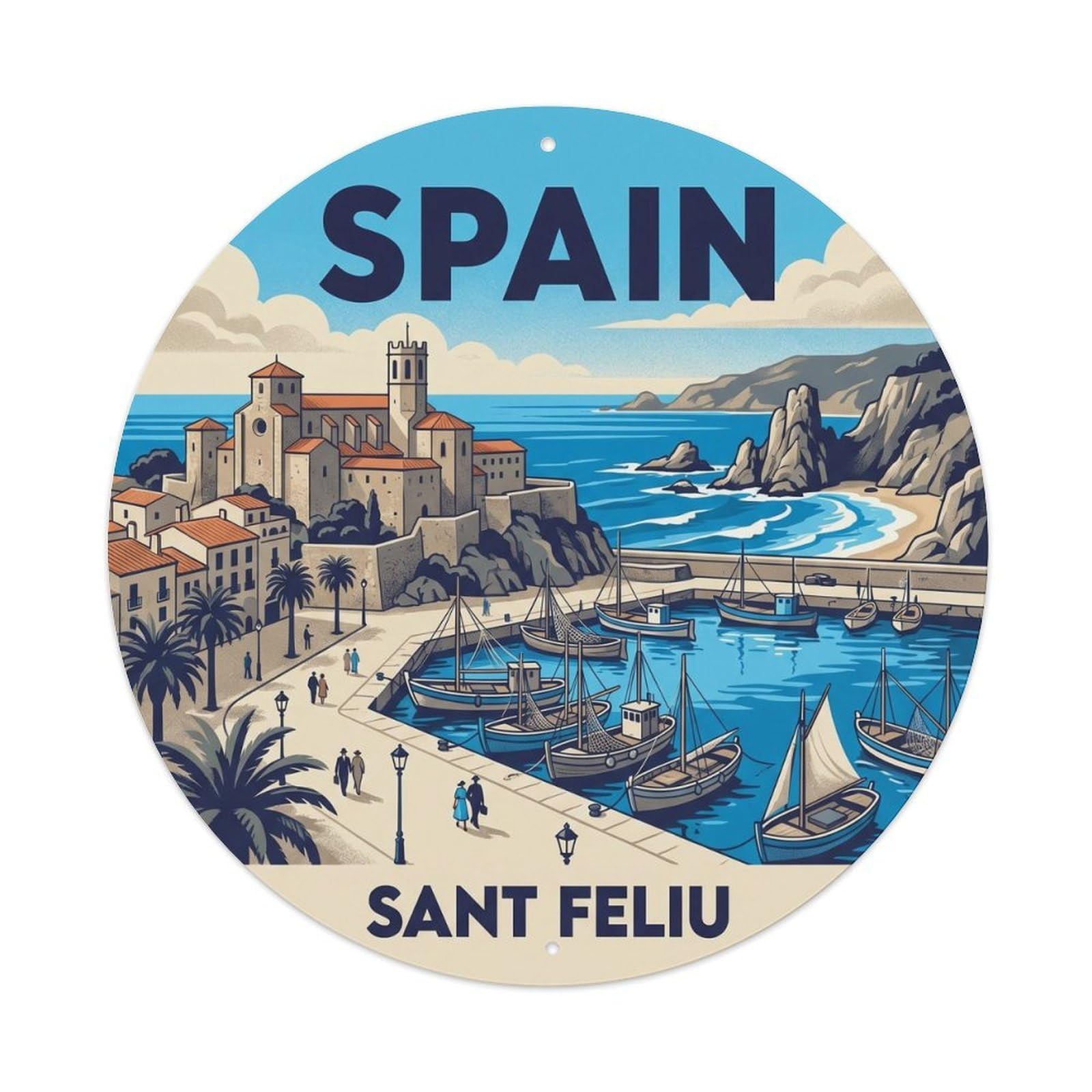 Costa Brava Sant Feliu Spain Landmark Travel Metal Tin Sign