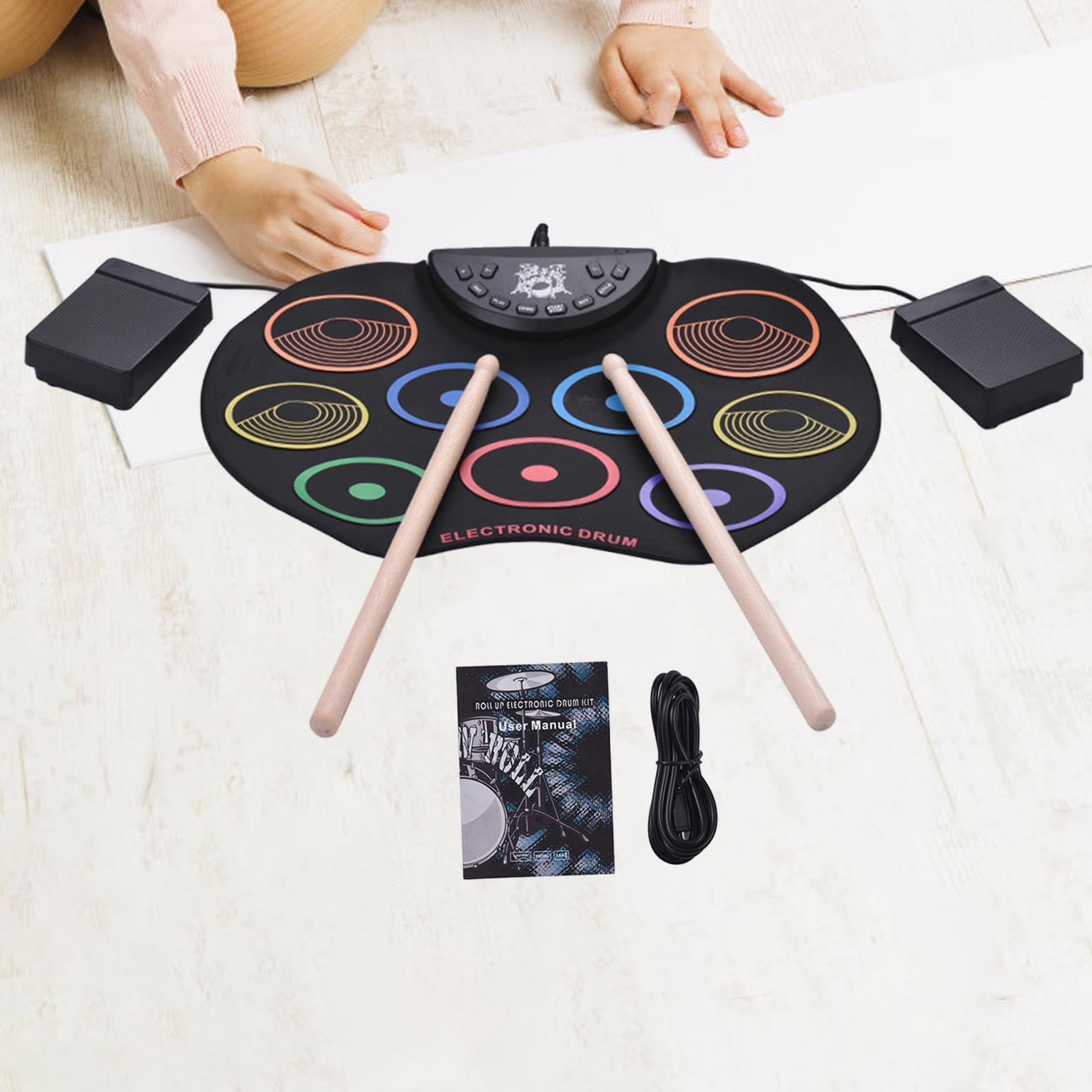 5 Baterías electrónicas compactas y portátiles, kits de batería, máquina de práctica con pads, múltiples funciones, salida de audio, máquina de pads digitales,