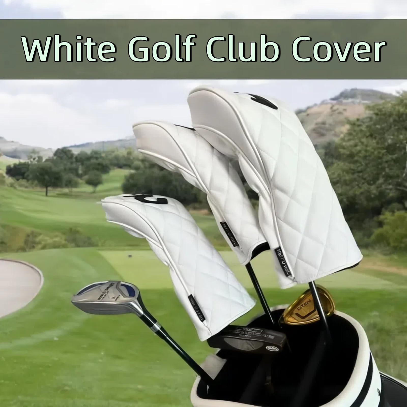 Golfschlägerhaube, 3-teiliges Set aus Fairway-Holz, Hybrid-Schlägerhaube, für Männer und Frauen, hochwertiges PU-Leder, wasserdicht und staubdicht, für die meisten Golfschläger