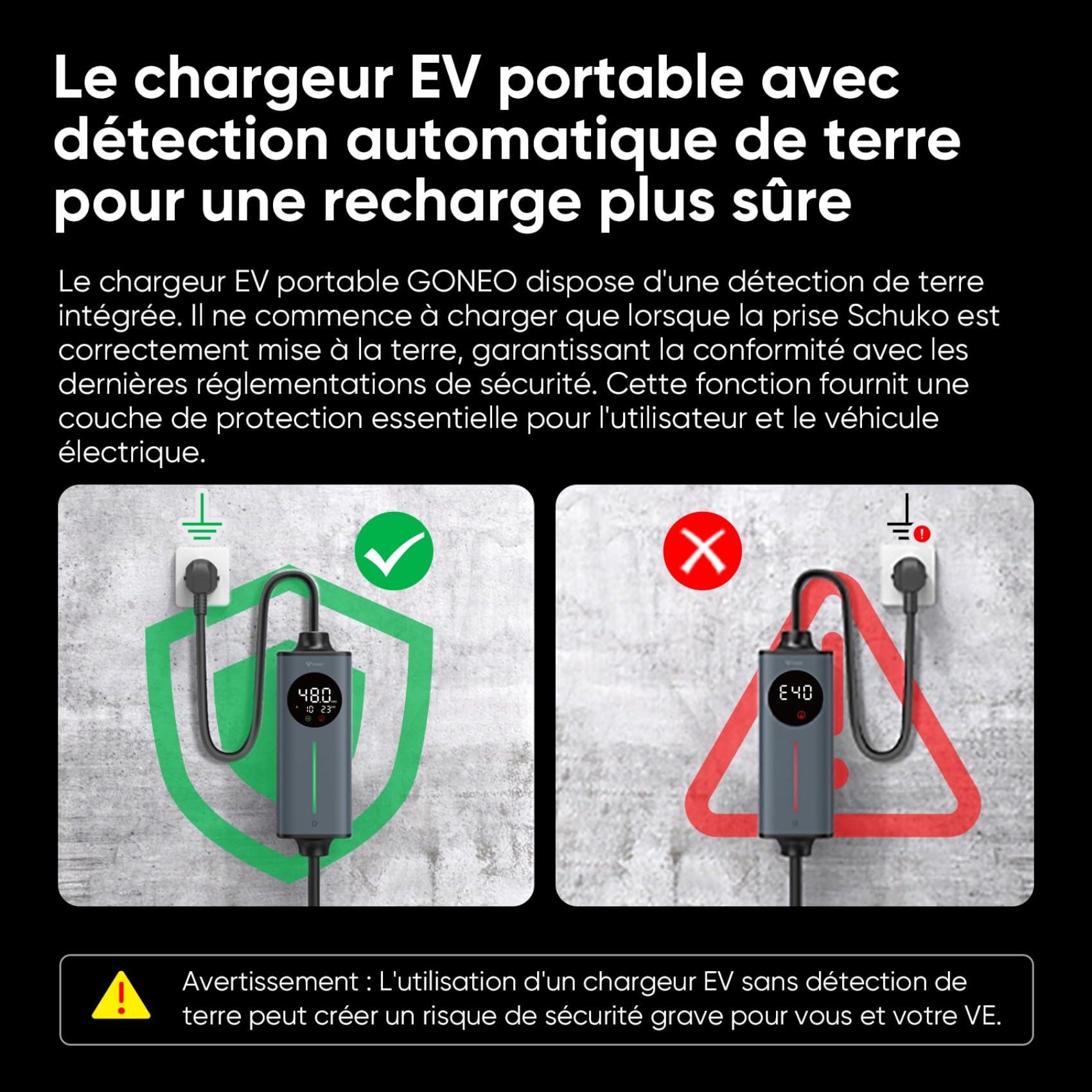 GONEO 8M Cable Recharge Voiture Electrique Type 2 monophasé,Schuko 3,68kW EV Chargeur Portable,Détection de Fuite AC 30mA+DC 6mA & Surveillance Température,Réglage 6A/8A/10A/13A/16A,Minuteur 0-8H