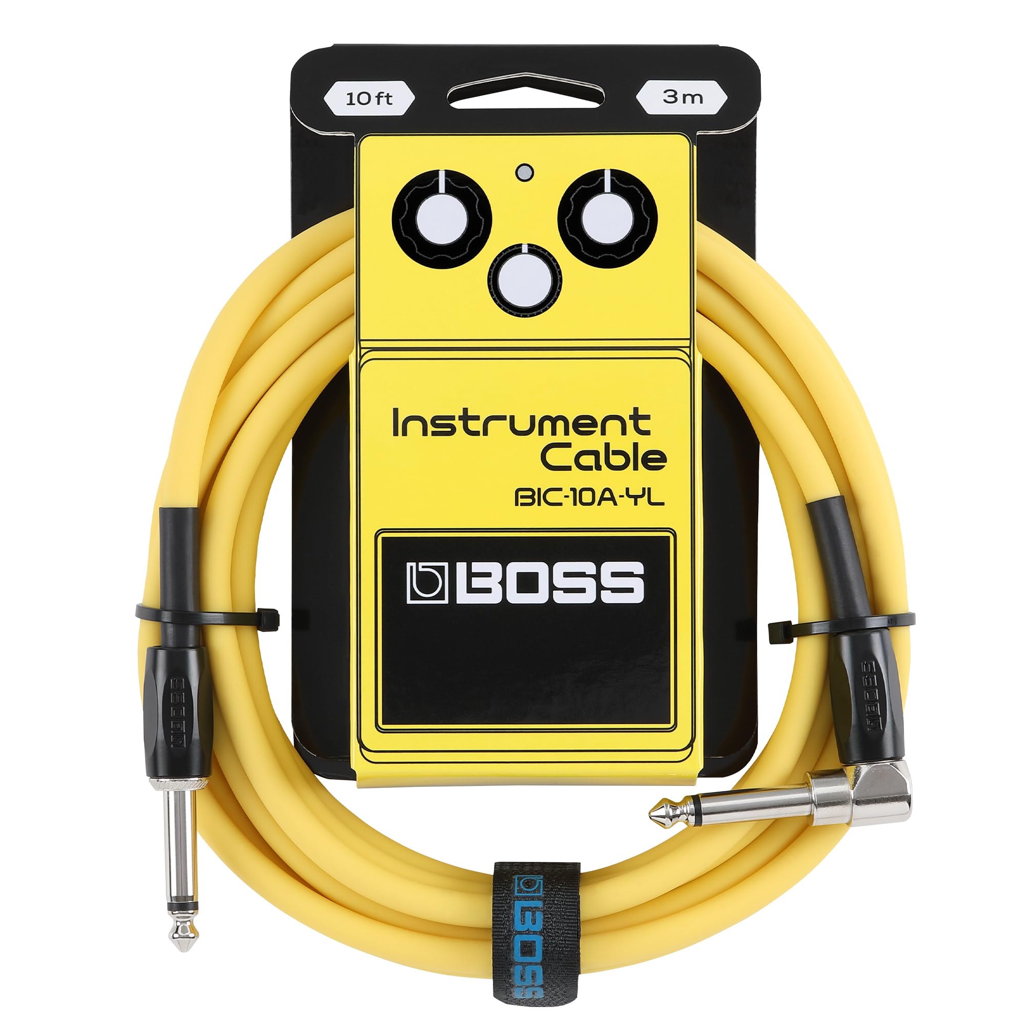 BOSS BIC-10A Instrument Cable, Straight to Right-Angle 1/4