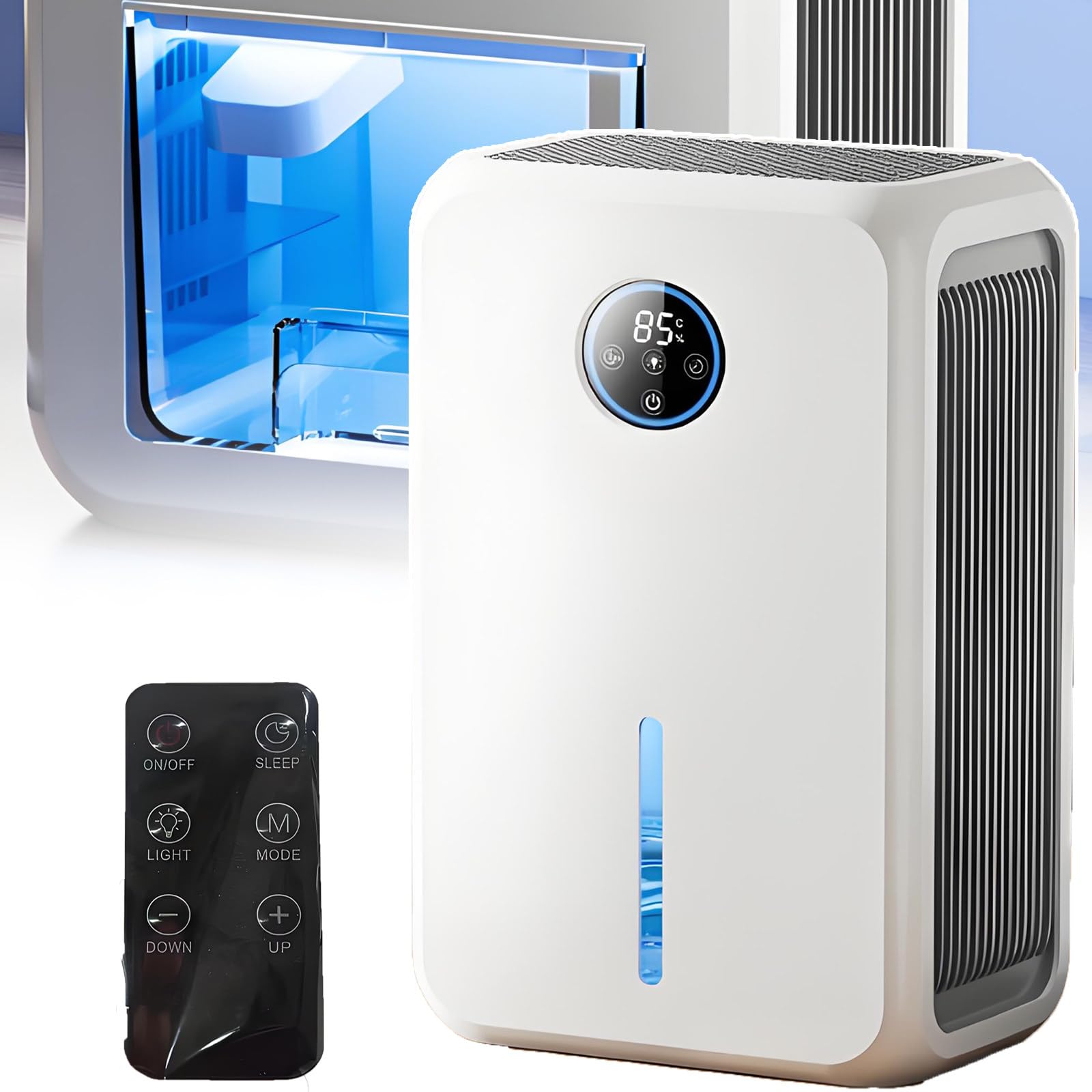 Deumidificatore professionale: capacità 700 ml/giorno, silenzioso (< 25 db), telecomando, serbatoio da 2,2 l con spegnimento automatico, ideale per camera da letto e casa