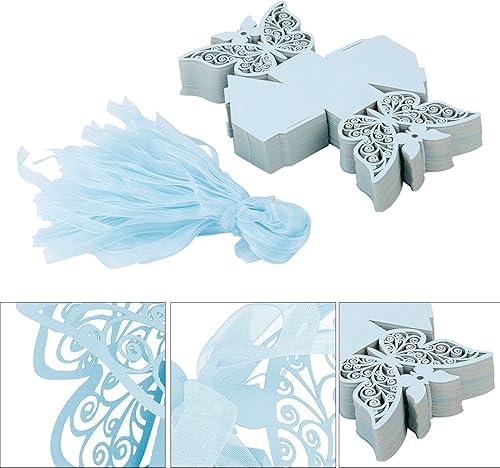 Miniatura 5 de Pomya Caja de azúcar, 100 cajas de chocolate de azúcar para decoración de boda para cumpleaños de boda (azul)