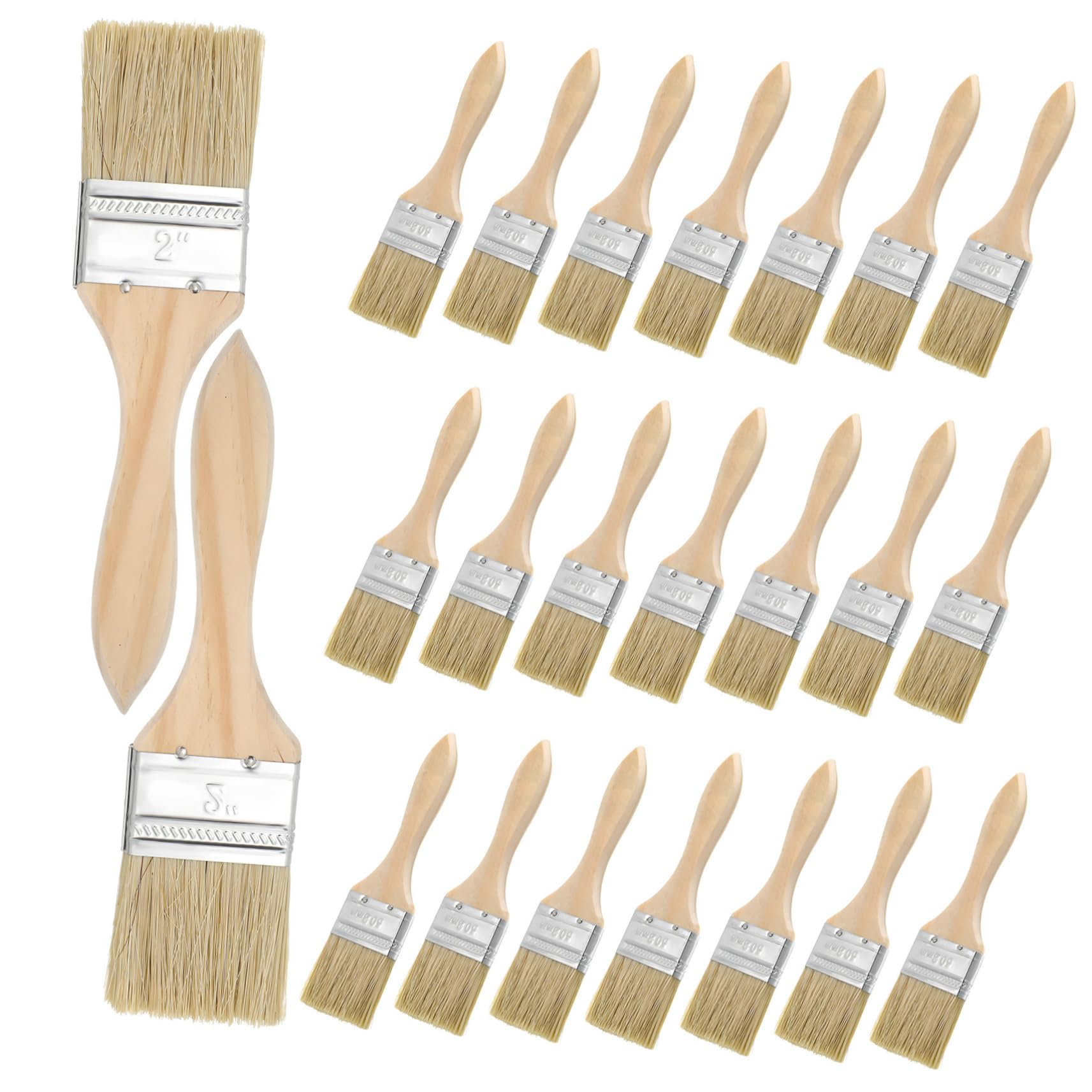 Pinceau à Peinture à Manche en Bois, Lot de 30 Pièces
