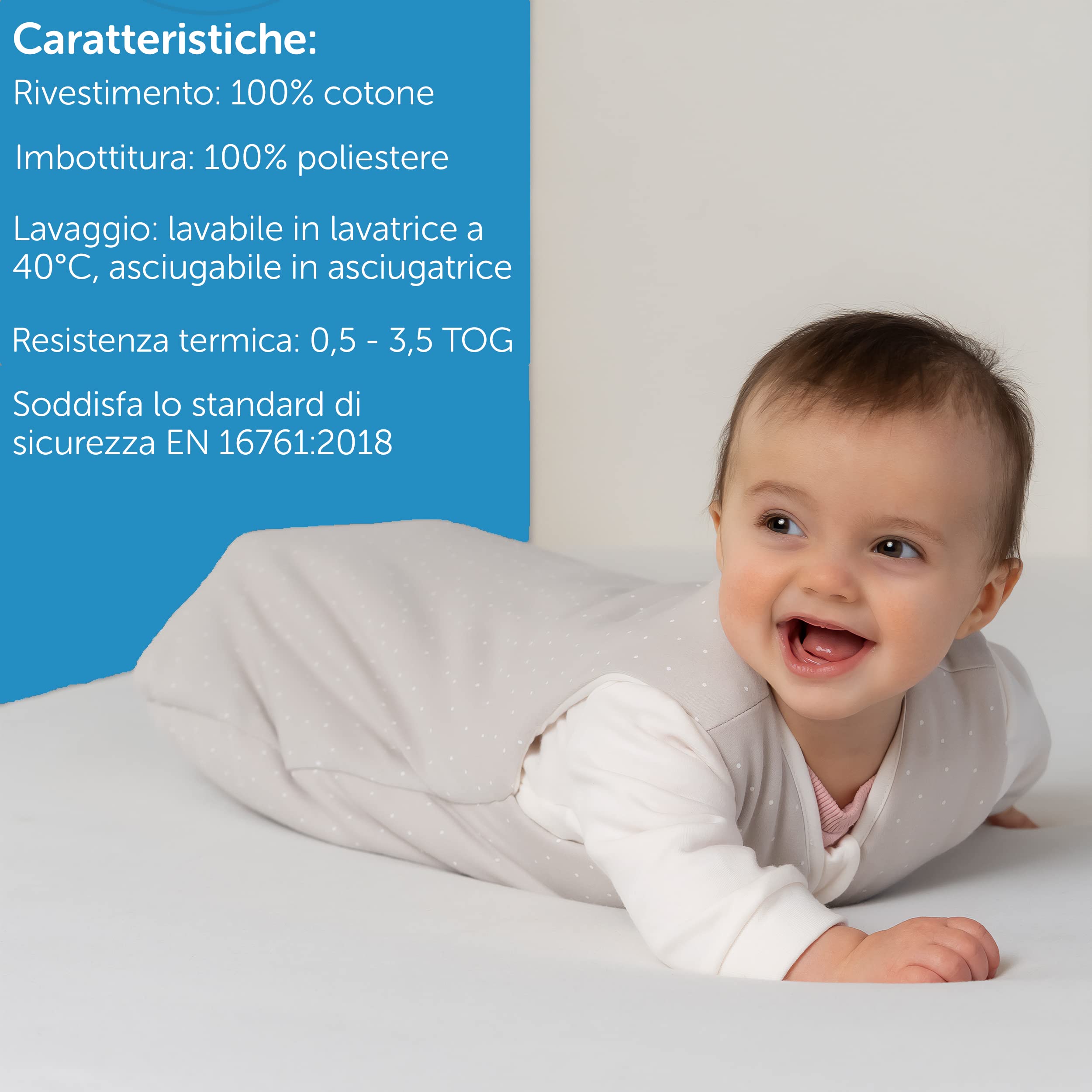 Sacco Nanna Leggero In Cotone Per Neonati - Design A Pera Con Piedi Liberi, Taglia 50/56 - Foto 7