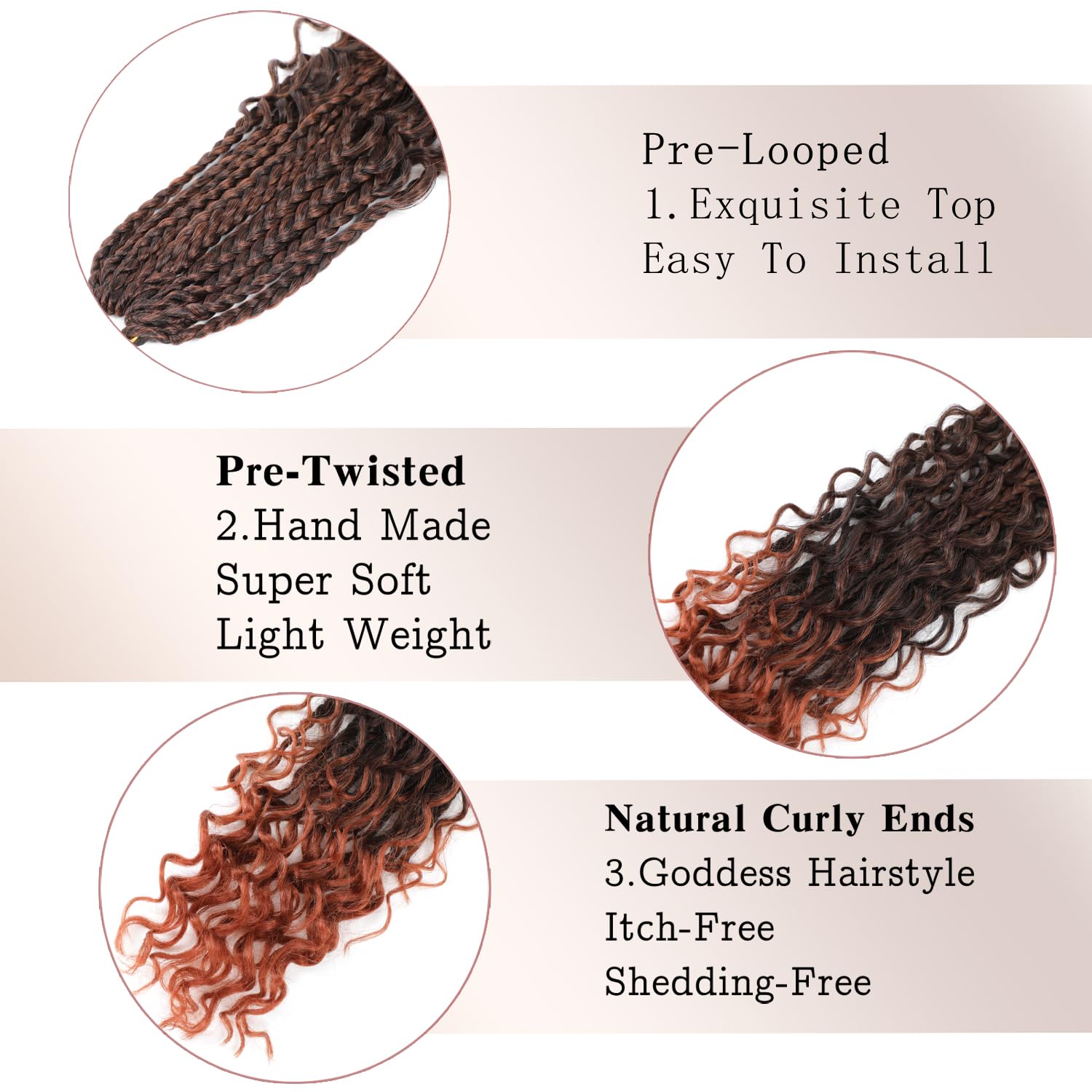 Boho Goddess Braids Crochet Hair for Black Women 22 Inch 8 Packs Bohemian Crochet Braids Hair Extensions with Curly Ends Boho Box (T350 - Image 4
