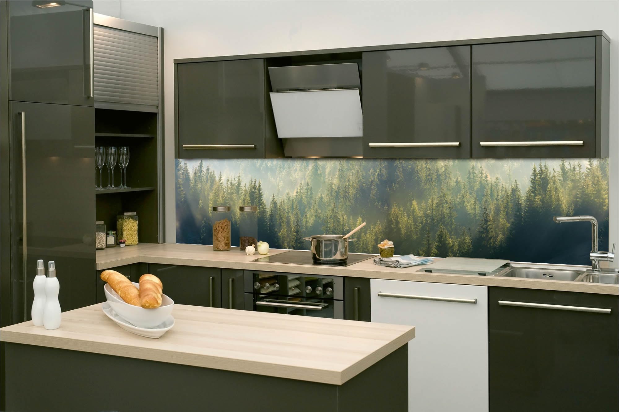 Dimex Küchenrückwand Folie Selbstklebend Nebel ÜBER DEM Wald 260 x 60 cm | Klebefolie - Dekofolie - Spritzschutz für Küche | Made in EU