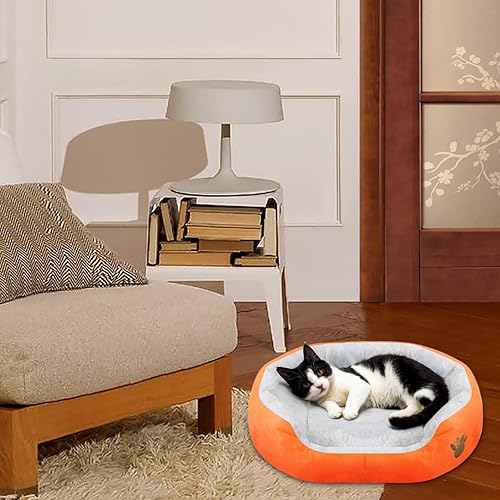 Miniatura 7 de Resulzon Cama redonda para perros y gatos, colchón, almohadillas lavables, suave y duradera, de pelo sintético para dormir, para mascotas, para