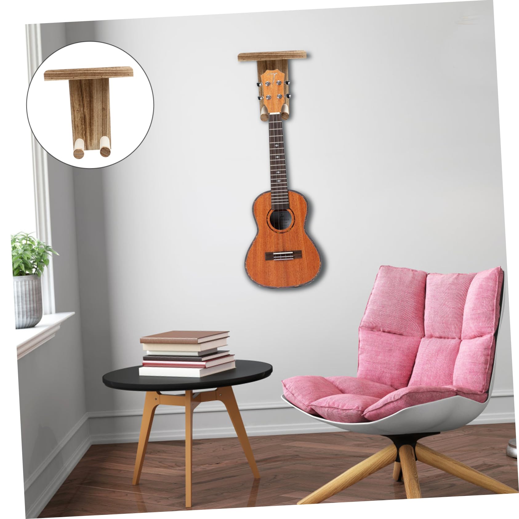 UPKOCH Supporto per Chitarra in Legno da Muro 2 Pezzi, Appendi | Banjo e Mandolino, Design Salvaspazio per Casa e Piccoli Appartamenti, Facile da Installare e Rimuovere