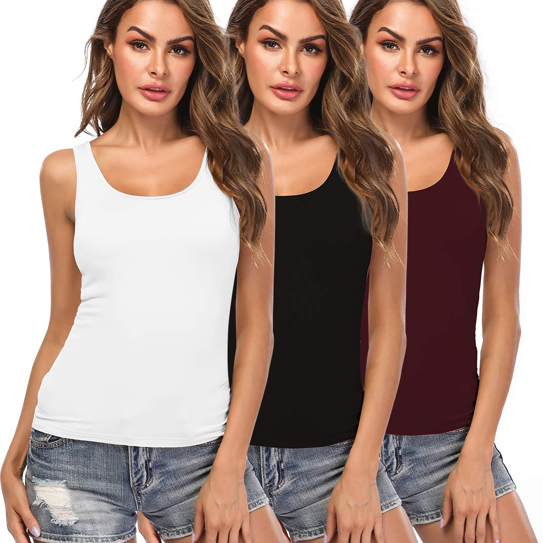 Camisoles for Women with Built in Bra,Basic Yoga Top Layering Tank Top Padded Bra Undershirt(XL)