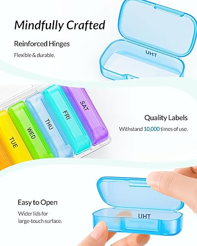 Vista 5 de ZIKEE 7 Packs Extra Large Pill Organizer, Portable Pill Box 7 Day for Pocket, Purse, Weekly Pill Case with Dual-Protection Design, Pill Container