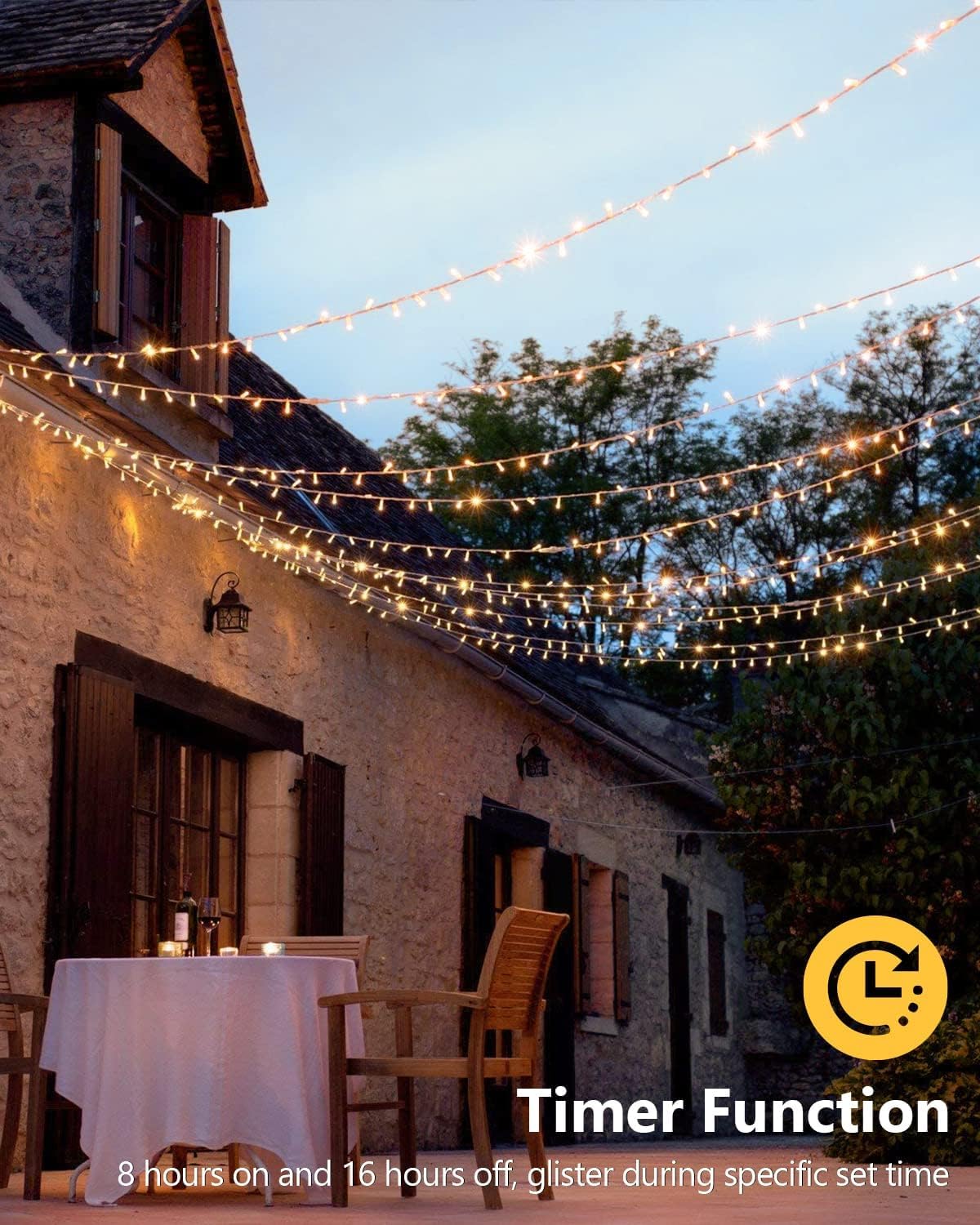 LEDYA 200 LED String Lights Mains Powered, 20M/65.62ft Warm White Fairy Lights Outdoor Indoor - Image 4
