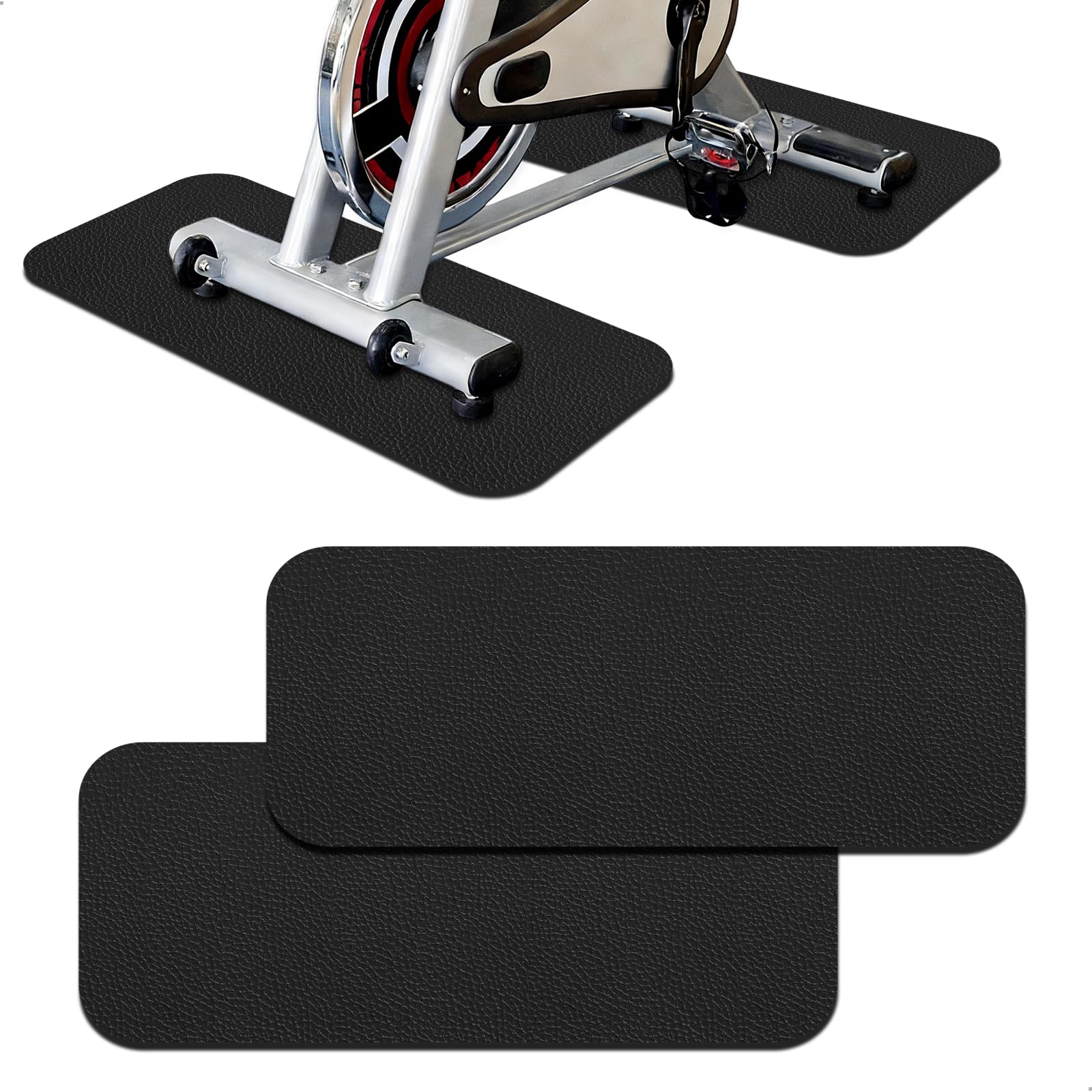 Tappeto Tapis Roulant PVC Spesso 6mm, 2 Pezzi Tappetino Rulli Bici Antiscivolo 28 x 70 cm - Attrezzature Sportive/Passeggio/Panca per Pesi/Cross Trainer/Cyclette, Tappeto per Tapis Roulant