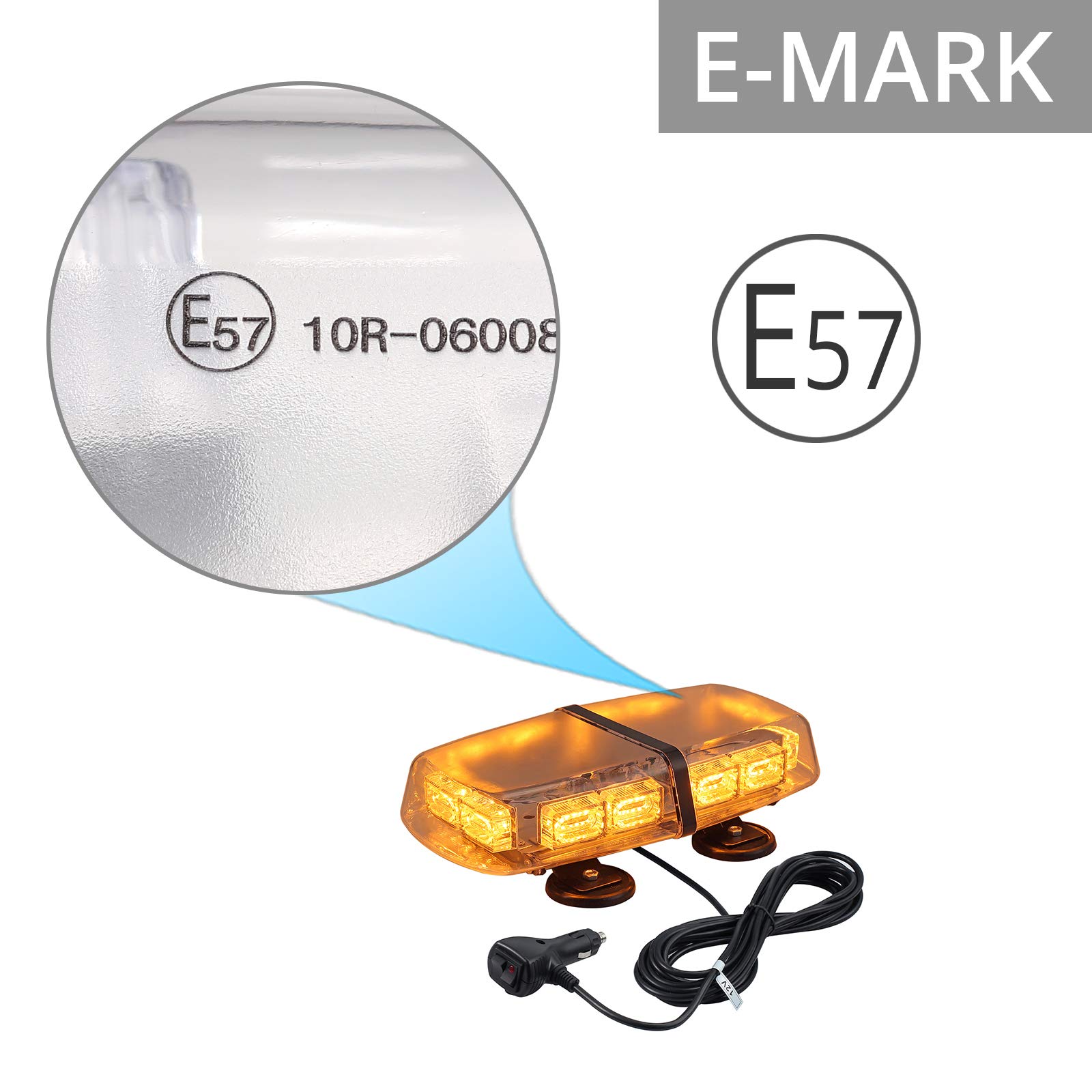 Justech 72 LED zwaailicht 7 modi 12/24 V flitslicht schroef sterke magneet amber waarschuwingslicht noodknipperlicht herstelwaarschuwing geel plafond licht 36 W 5 m netsnoer stuurschakelaar