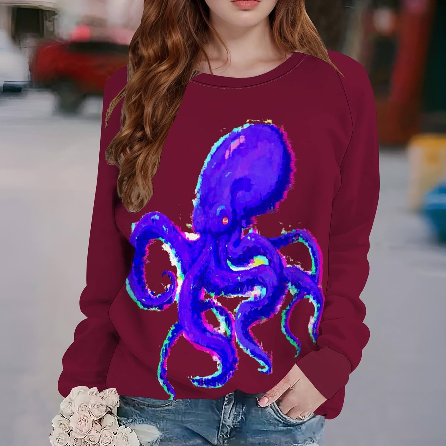 Dog Sweatshirts for Women Funny Graphic Print Sweatshirt Long Sleeve Cute Pullover Tops Fall Casusl Loose Hoodies - Image 2