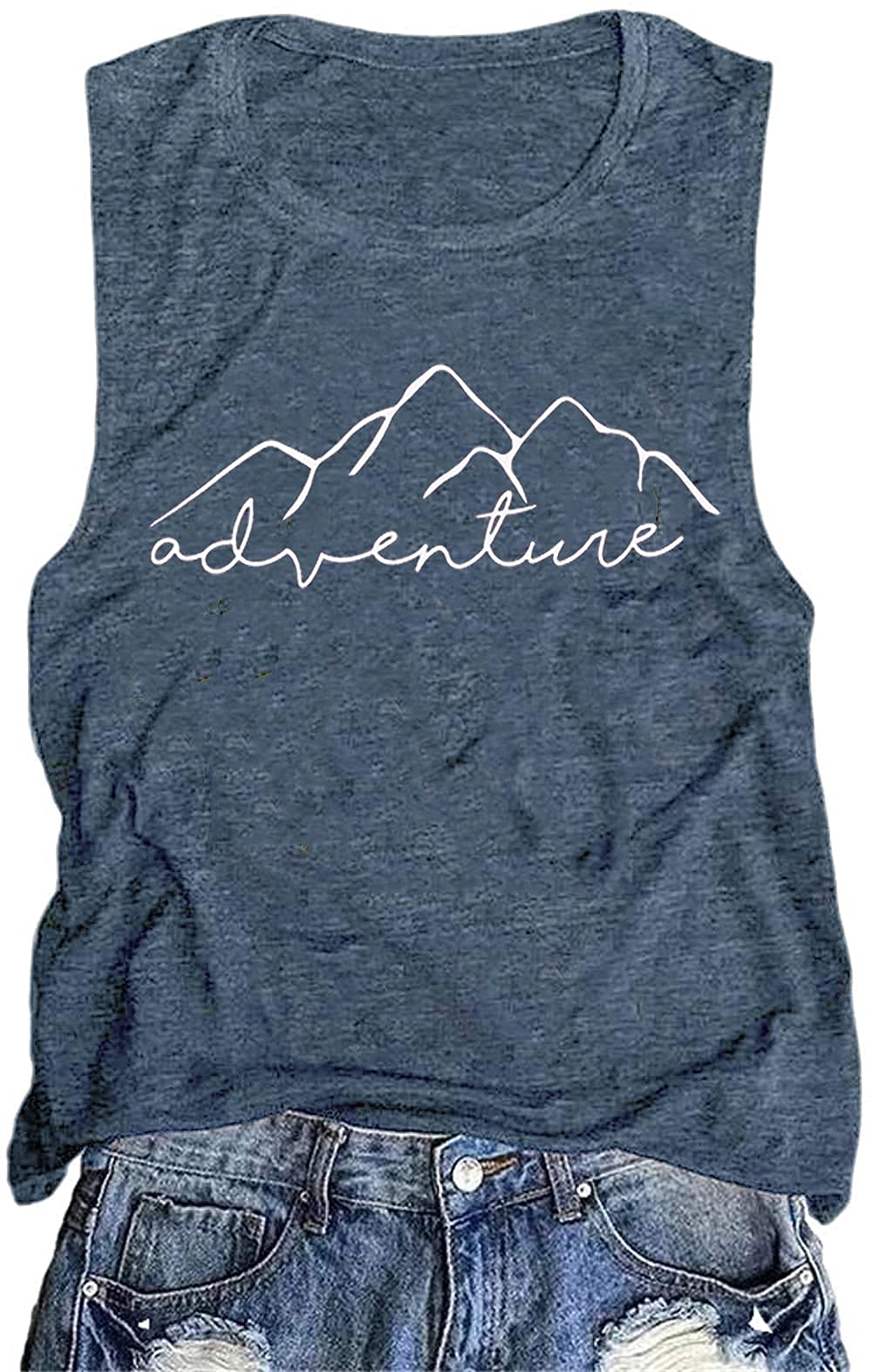 Women Mountain Adventure Workout Tanks Hiking Camping Graphic Athletic Sleeveless Funny Tee Tops