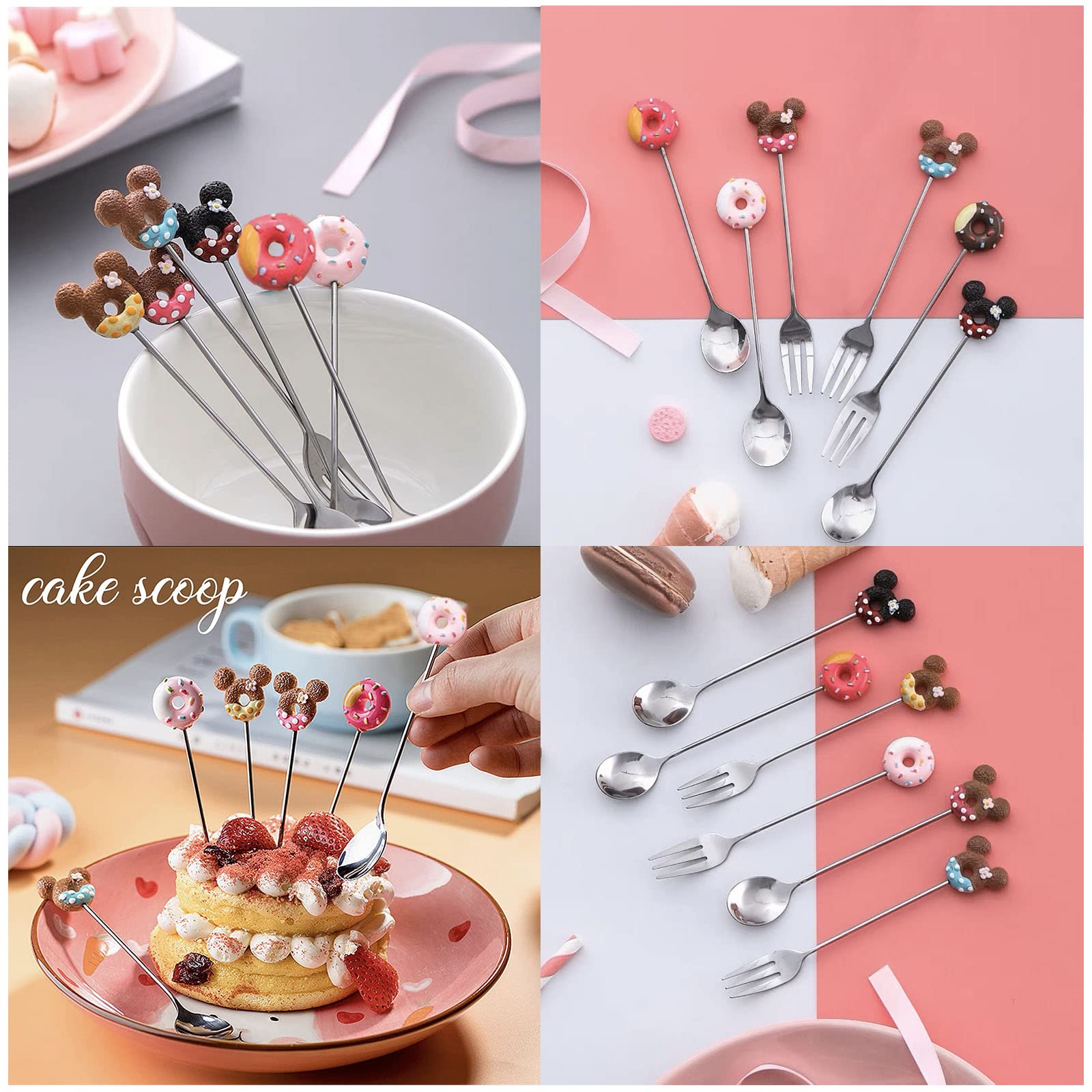 6 Cucchiaini Da Caffè In Acciaio Inox - Forma Ciambella, Per Dessert, Cocktail E Caffè - Foto 5