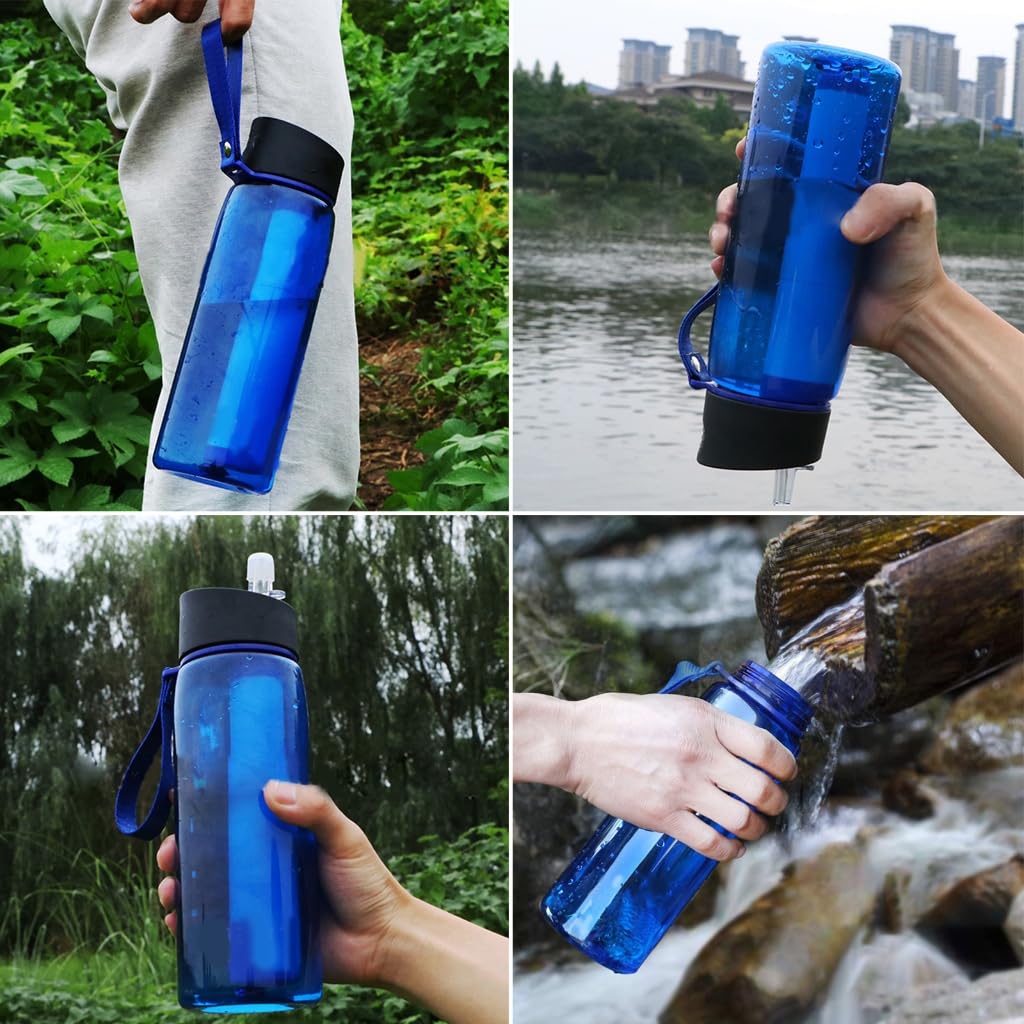 Bouteilles de purificateur d'eau étanches réutilisables de 0,01 micron pour voyage, camping, randonnée