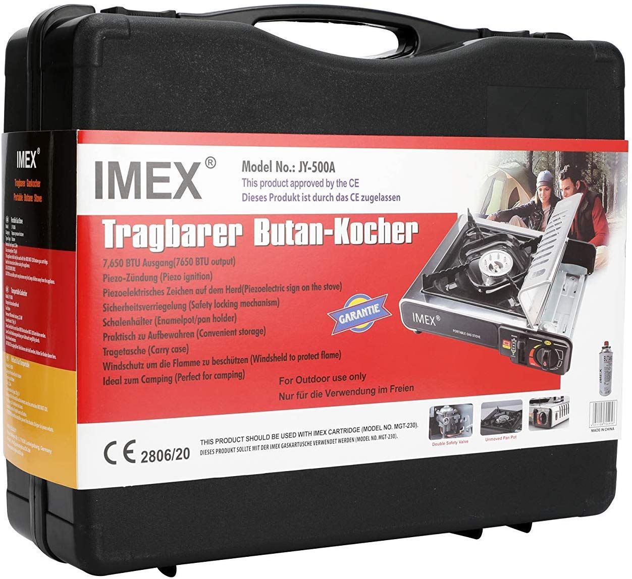 IMEX Kempingowy zestaw kuchenek gazowych w walizce z 4 wkładami gazowymi JY-500A