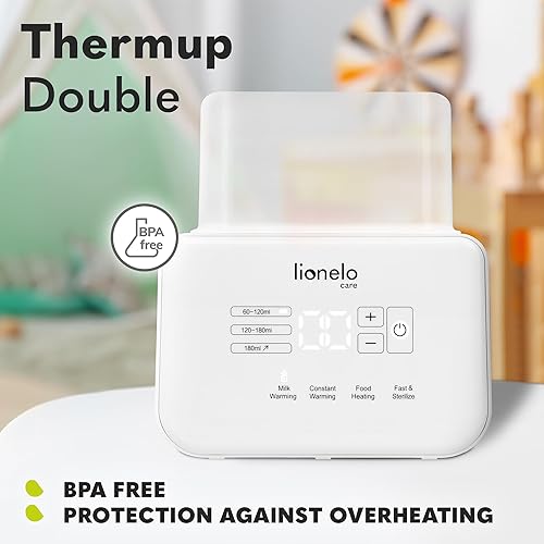 Miniatura 5 de LIONELO Thermup - Calentador doble de botellas, 2 botellas simultáneamente, calienta la leche en 3-5 minutos, 6 modos de funcionamiento, función de