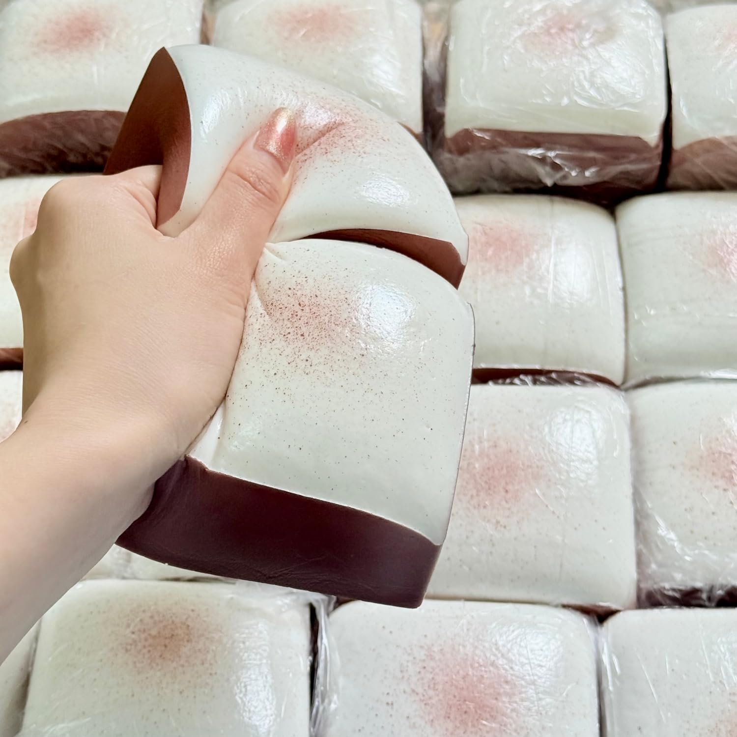 Slow Rising Bread Squishy Toast, Sticky Food Squishies & Soft Foam Stress Relief Squeeze Toy, Sensory Squishy Fidget Desk Decor Stress Ball Alternative (Brown)