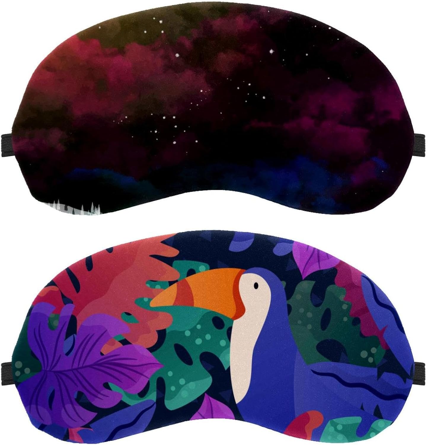Confezione da 2 Maschere per dormire laterali Maschere per dormire Maschere per gli occhi Colorate che bloccano la luce Pianta Tucano Copertura morbida per gli occhi per viaggi, pisolini, aeroplani