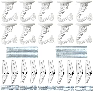 10 Sets Ceiling Hooks - Heavy Duty Swag Hook with Hardware for Hanging Plants Ceiling Installation Cavity Wall Fixing White