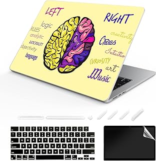ChashenHa Capa para MacBook Air de 13,6 polegadas lançada em 2022 (modelo A2681 M2 Chip) Capa rígida de plástico com impressão UV com protetor de teclado e protetor de tela, cérebro 1