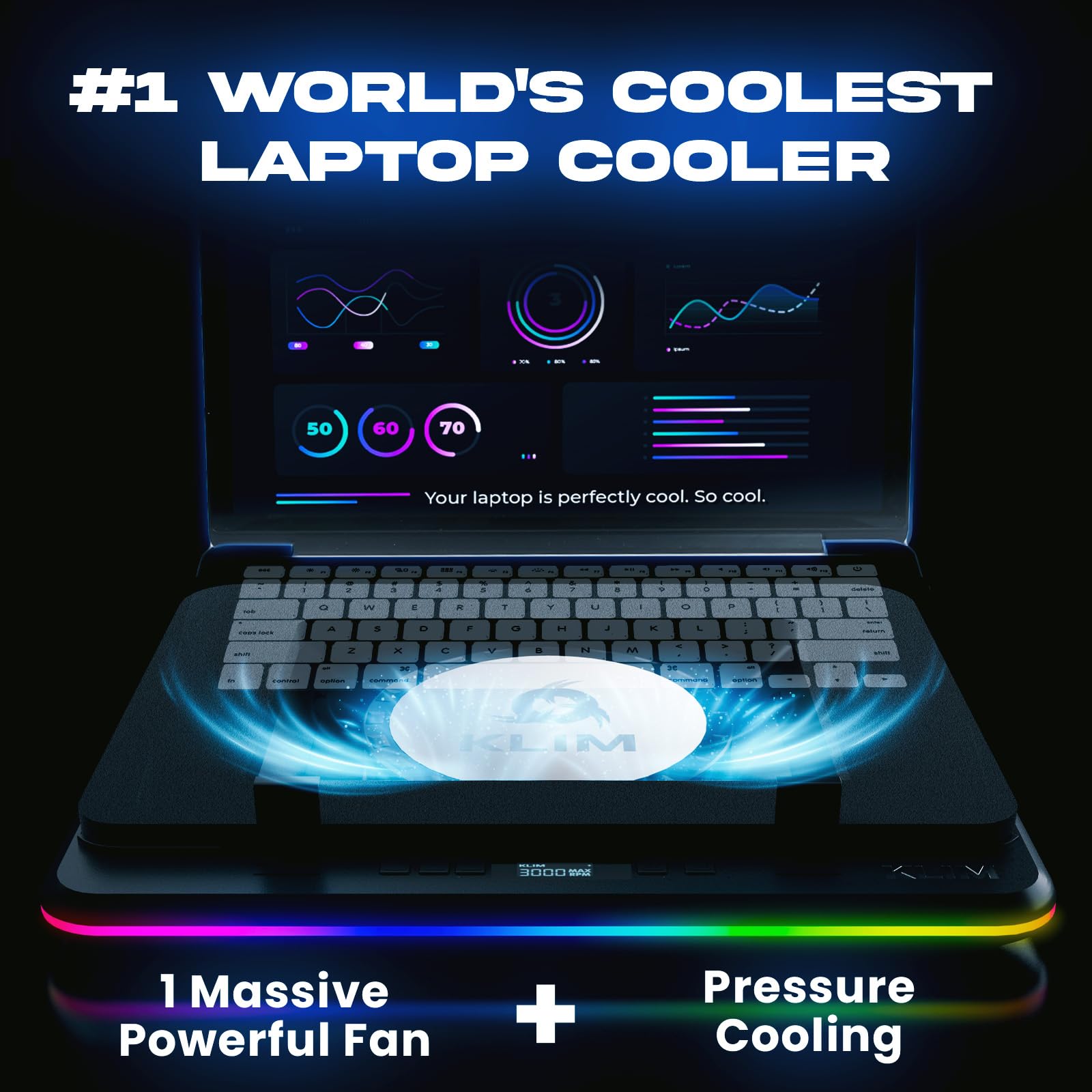 Turbofrost MAX - Almohadilla de refrigeración RGB para laptop, enfriador de laptop para juegos con potente turbofan XL, portátil de enfriamiento rápido, 15.6-17 pulgadas, sistema de 2