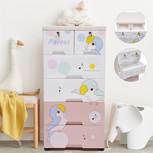 Miniatura 5 de Cbhfmljd Armario de almacenamiento de plástico con 6 cajones, organizador de ropa con ruedas, armario de almacenamiento de lorooso polar, cajones de