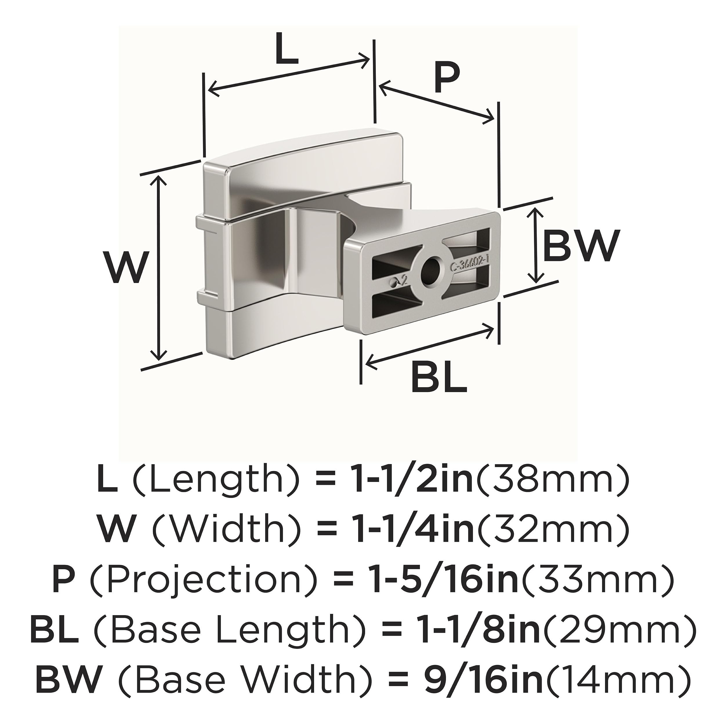 Amerock BP36602PN, Polished Nickel, 1-1/2 inch (38mm) Length - Image 4