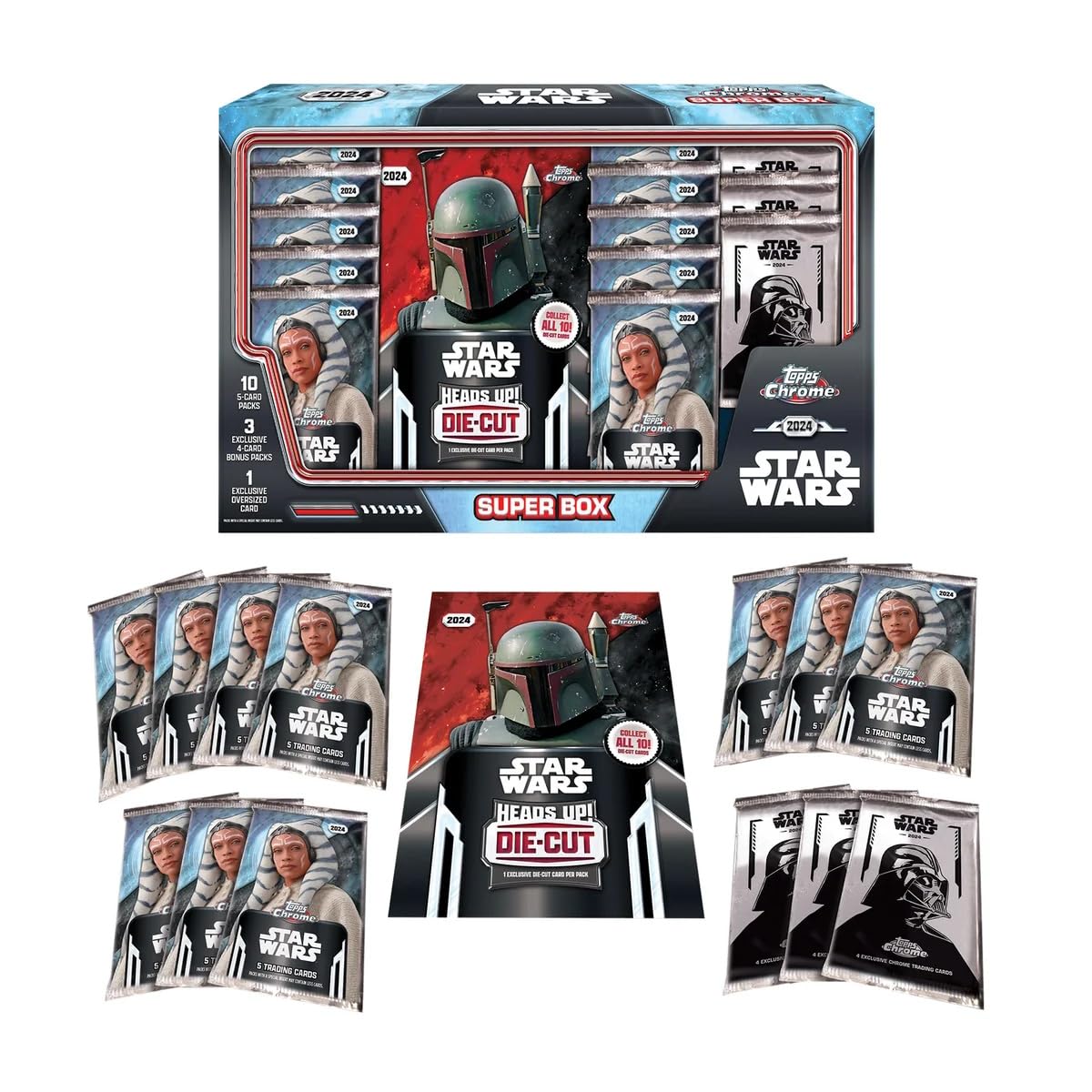 2024 Topps Chrome Star Wars Super Box - 10 Packs + 3 Bonus Packs + Exclusive Oversized Card