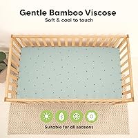 Vista 52 de 2-Pack Waterproof Baby Crib Sheets for Boys, Girls - 52x28 Viscose Derived from Bamboo Toddler Bed Sheet Neutral, Fitted Crib Mattress Protector