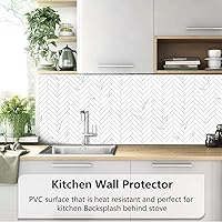Vista 7 de Vamos Tile Azulejo autoadhesivo Statuario de PVC blanco para despegar y pegar, 10 hojas de azulejos autoadhesivos de PVC blanco para cocina, baño
