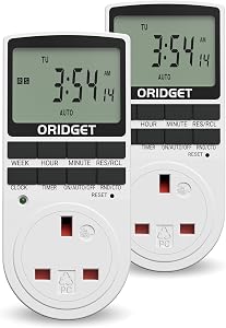 Oridget digital timer plug, 2-pack